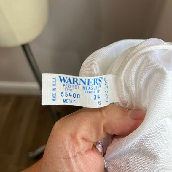 1990s Vintage Warners White Nylon Midi Slip Dress Size M - Picture 6 of 6